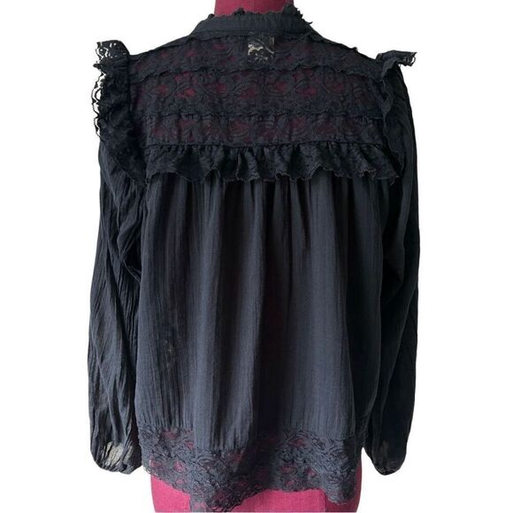 Anthropologie Akemi+Kin Callie Lace Blouse size 6 black - Picture 3 of 7